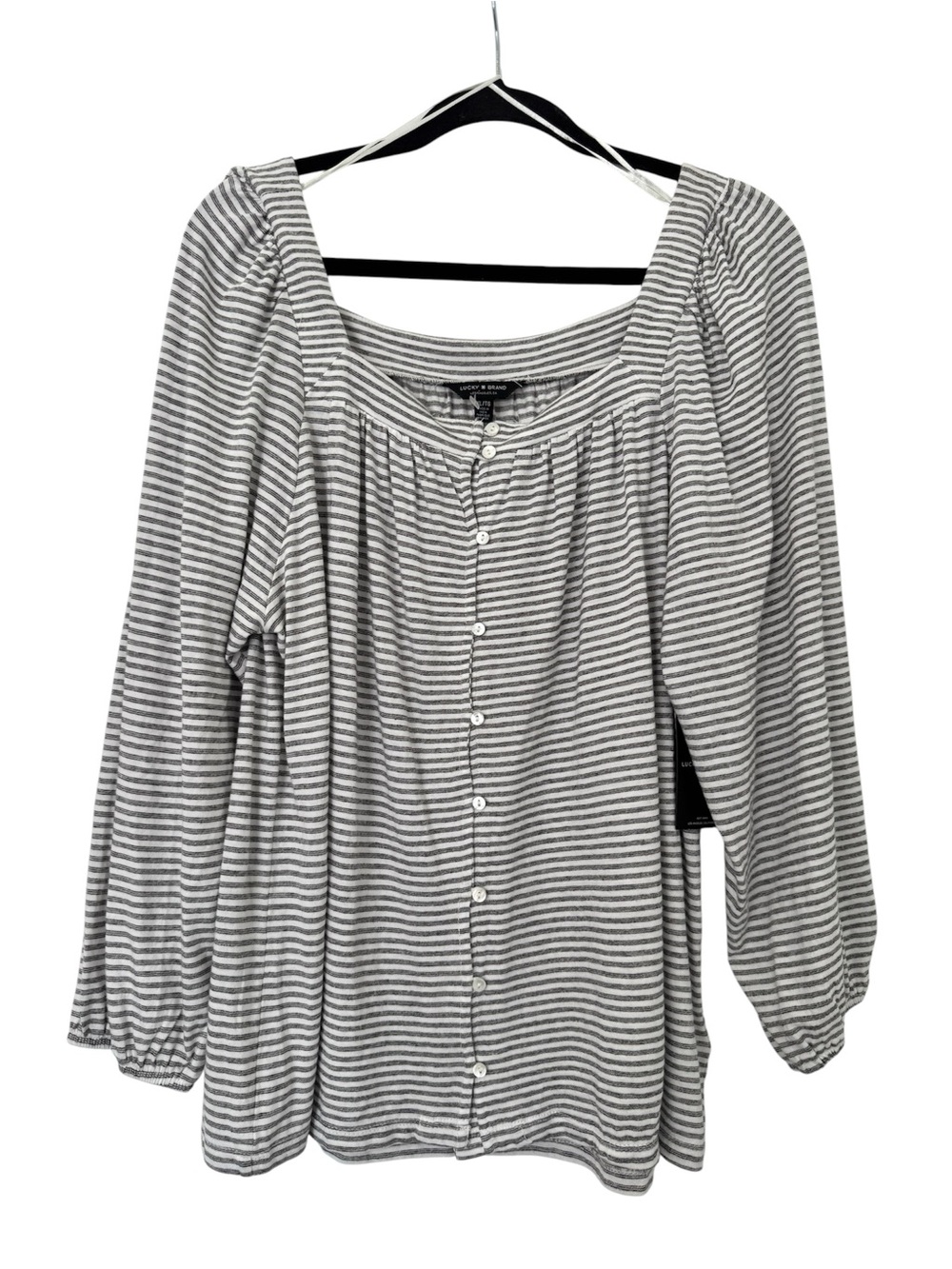 Lucky Brand Striped Puff Sleeve Top, Size XL - NWT